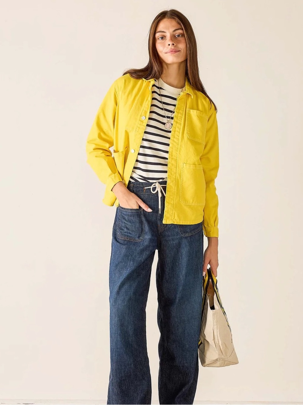 Women's Bright Yellow Straight-Leg Jacket - Casual Everyday Layer